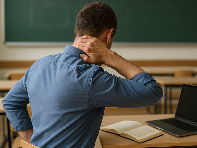 Profesor con dolor de cervicales